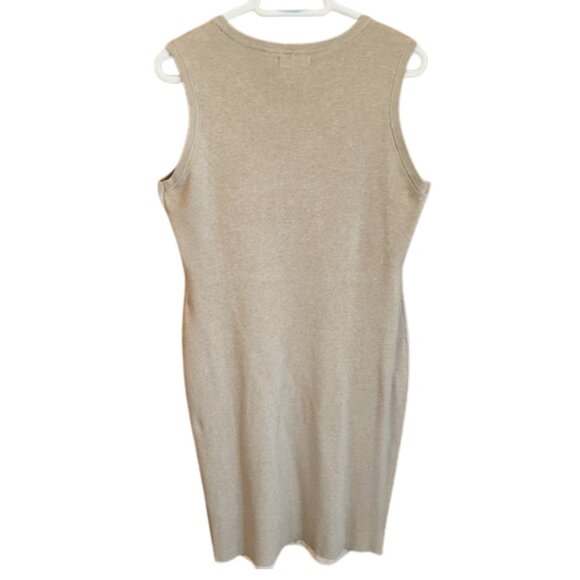 NWT M Calvin Klein Tan Faux Suede Knit Combo Dress - Picture 2 of 3